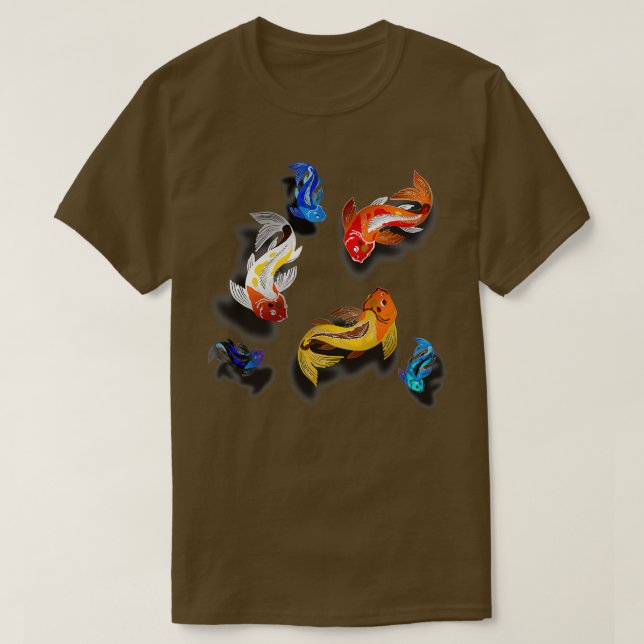 T-shirt 6 Carpes colorées Koi (Design devant)