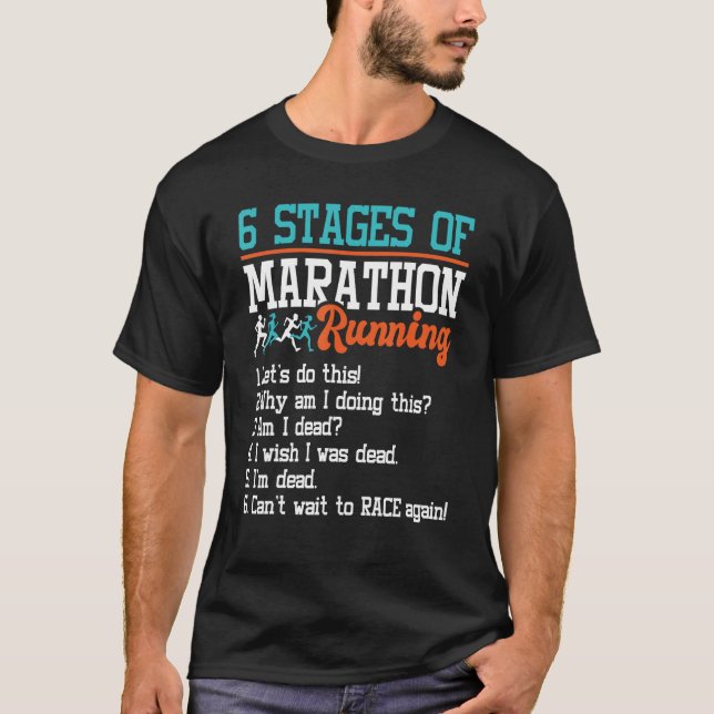 T-shirt 6 Étapes De Marathon Courir - Funny Marathon Runn (Devant)