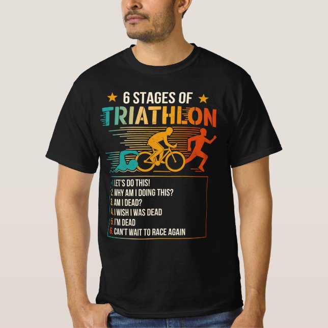 T-shirt 6 Étapes Des Athlètes De Triathlon Triathlètes Cou (Devant)