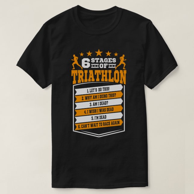 T-shirt 6 Étapes Du Cadeau De Triathlon (Design devant)
