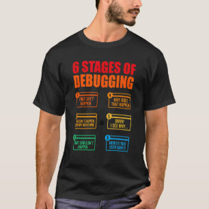 T-shirt 6 Étapes Du Débogage Du Logiciel Programmeur Coder