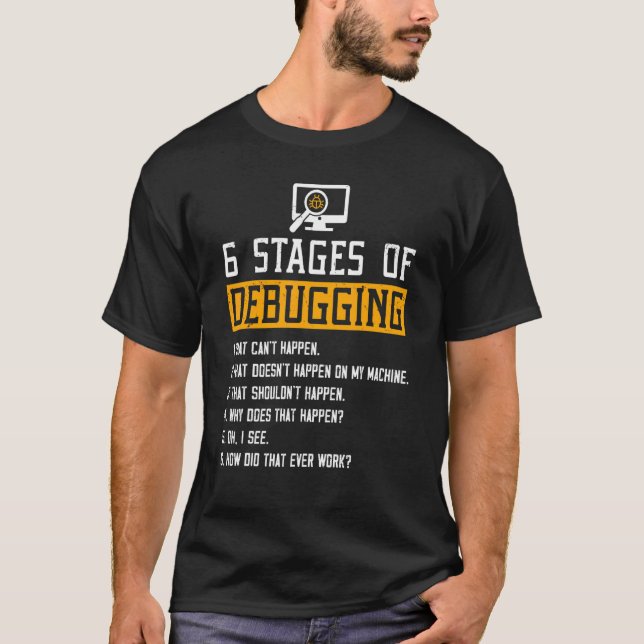 T-shirt 6 Étapes Du Débogage Du Logiciel Script Réseau Htm (Devant)