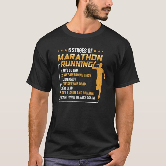 T-shirt 6 Étapes Du Marathon Coureur Marathon (Devant)