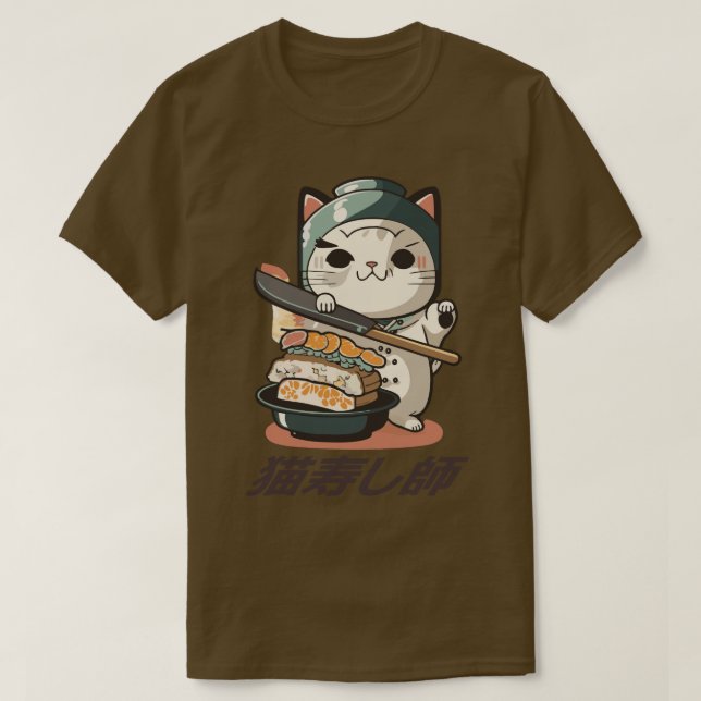 T-shirt 6 mignonnes sushi de chat chef neko sushi maître (Design devant)
