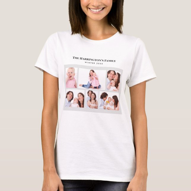T-shirt 6 sections Photo personnalisée Cadres gris minimal (Devant)