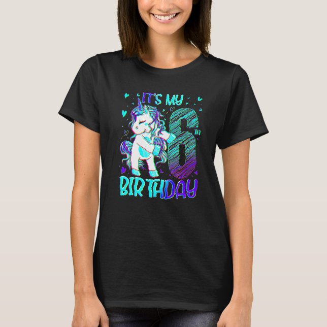 T-shirt 6 Years Old Unicorn Flossing (Devant)