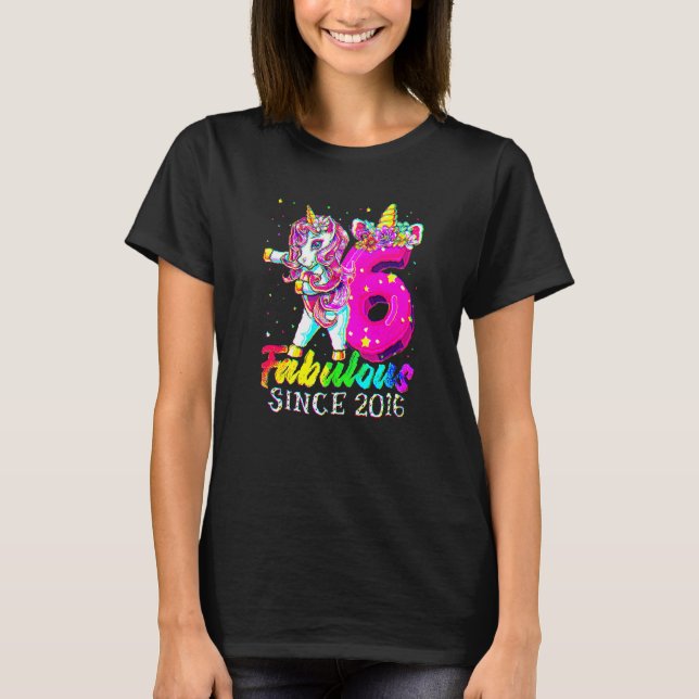 T-shirt 6 Years Old Unicorn Flossing (Devant)