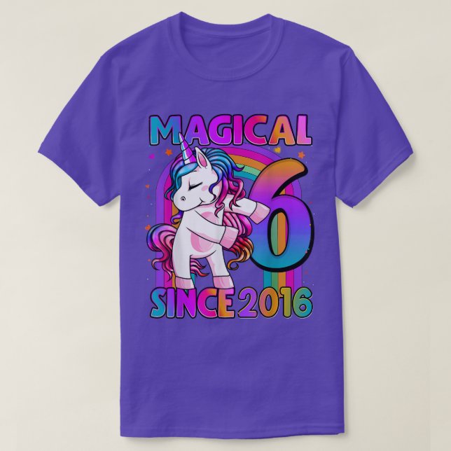 T-shirt 6 Years Old Unicorn Flossing (Design devant)
