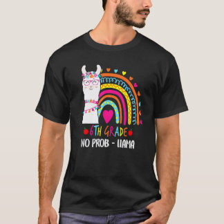T-shirt 6e année Pas de problème Prof Lama Arc-en-ciel Ret