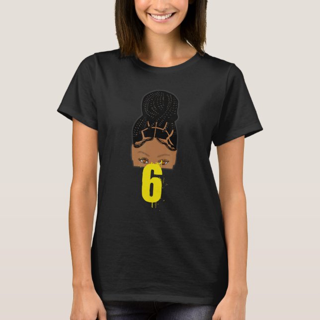 T-shirt 6e anniversaire African American Young Girl Braide (Devant)