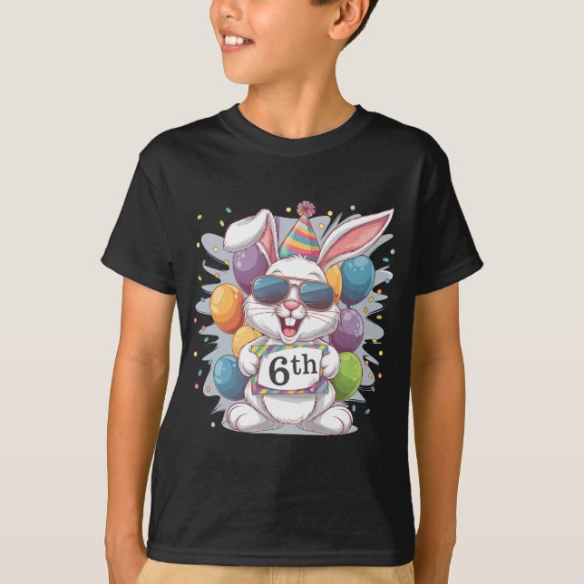 T-shirt 6e anniversaire avec mignon lapin (Devant)