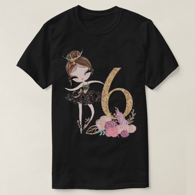 T-shirt 6e anniversaire Ballerina Danseur Ballet Swan Tutu (Design devant)