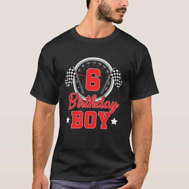 T-shirt 6e Anniversaire Boy Race Voiture Anniversaire Cour (Devant)