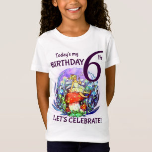 T-Shirt 6e anniversaire Bubbly Fairy & Mushroom Motif