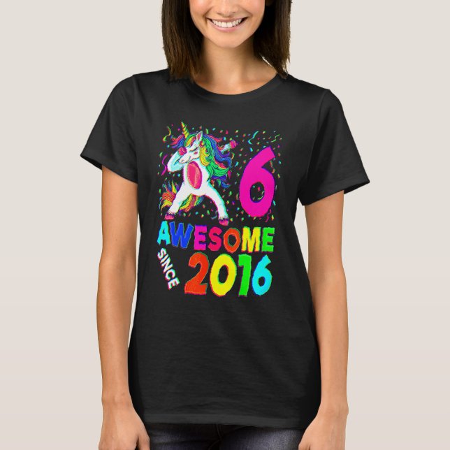 T-shirt 6e anniversaire Dabbing Unicorn Party 6 ans Gi (Devant)