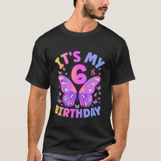 T-shirt 6e anniversaire fille 6 ans papillon Anniversaire