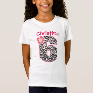 T-Shirt 6e anniversaire fille rose chaud et empreinte de l