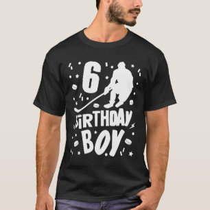 T-shirt 6e anniversaire Garçon Hockey sur glace Enfants 6 