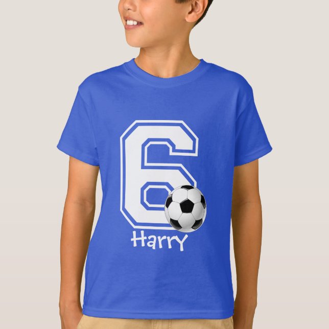 T-shirt 6e anniversaire garçon soccer personnalisé-3 (Devant)
