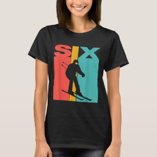 T-shirt 6e anniversaire Retro Ski 6 ans Garçons Anniversai