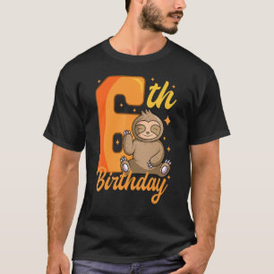 T-shirt 6e anniversaire Sloth Thème 6 fête Anniversaire