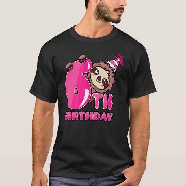 T-shirt 6e anniversaire Sloth Thème Anniversaire Fête de f (Devant)