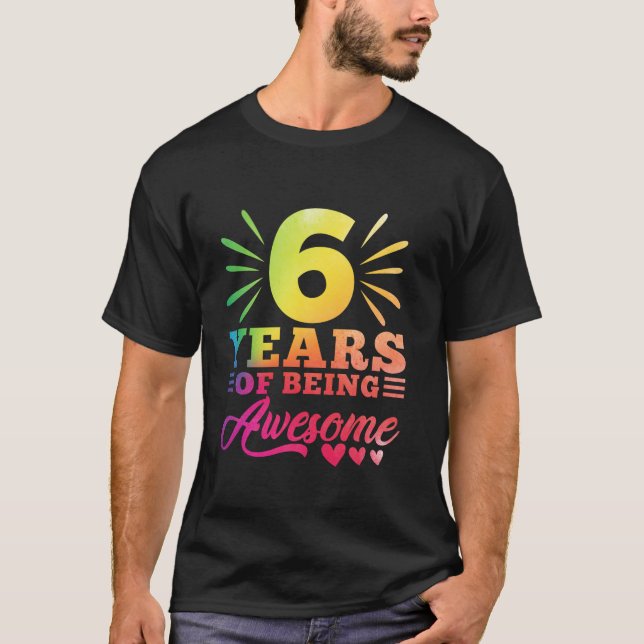 T-shirt 6e anniversaire Tie Dye 6 an 6 fille année De Bei (Devant)