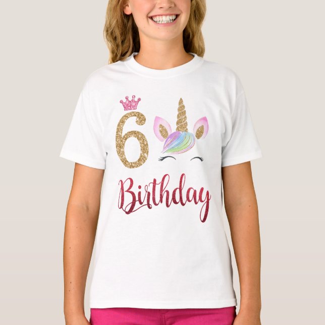 T-shirt 6e anniversaire Unicorn Dabbing, 6 ans (Devant)