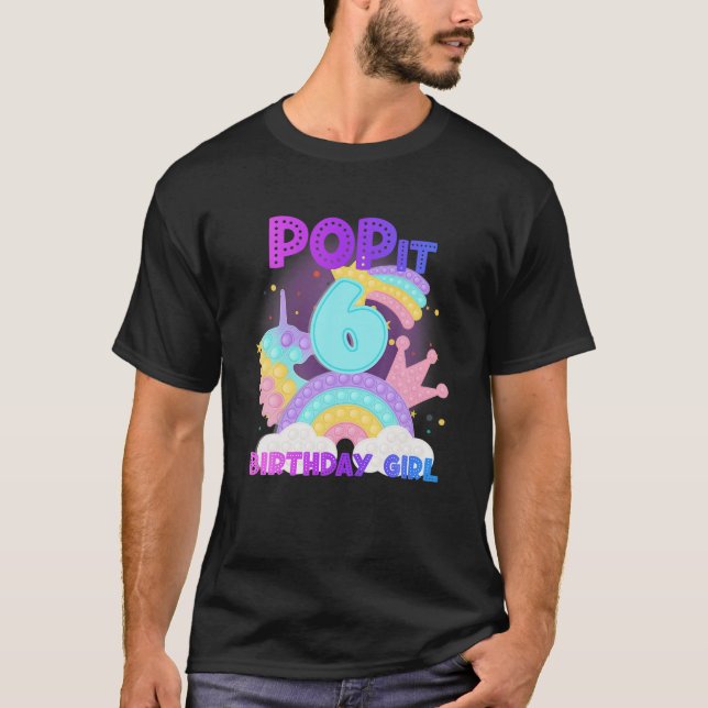 T-shirt 6E Anniversaire Unicorn Fidget Pop It Anniversaire (Devant)