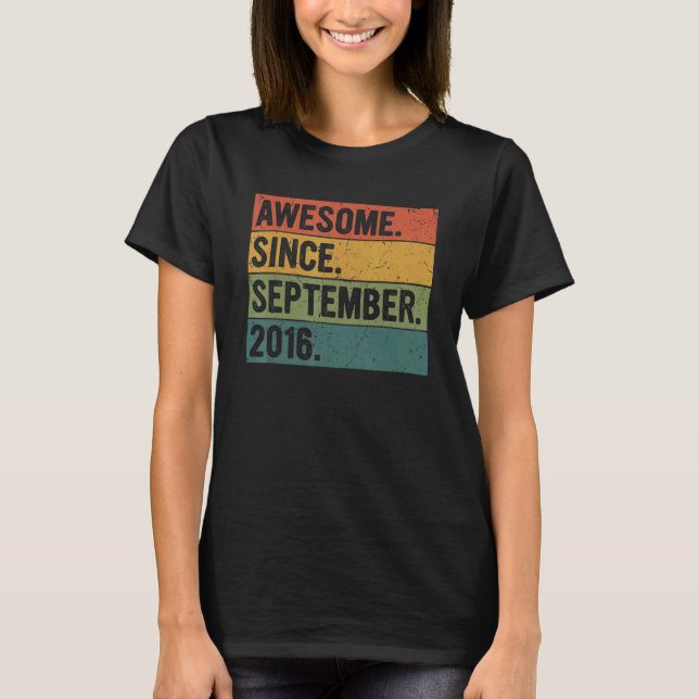 T-shirt 6e Birthday Awesome Since Septembre 2016 (Devant)