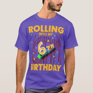 T-shirt 6e Birthday Rollercoaster Amusement Park Boys Gir