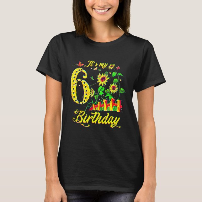 T-shirt 6e Filles Anniversaire 6 Année Fille Fille Tournes (Devant)