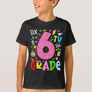 T-shirt 6e sixième année rétro coloré retour à l'école