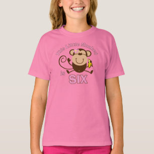 T-shirt 6ème fille d'anniversaire de petit singe