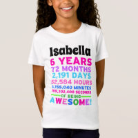 6ème Fille de chemise d'anniversaire six ans