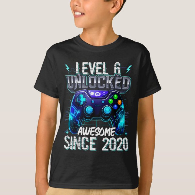 T-shirt 6th Birthday Boy Level 6 Gamer 6 Year Video Game P (Devant)