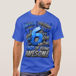 T-shirt 6th Birthday Comic Style Awesome Since 2017 6 Year
