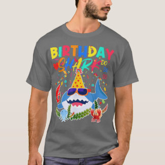 T-shirt 6th Birthday Family Shark Kids Si Si Si6 
