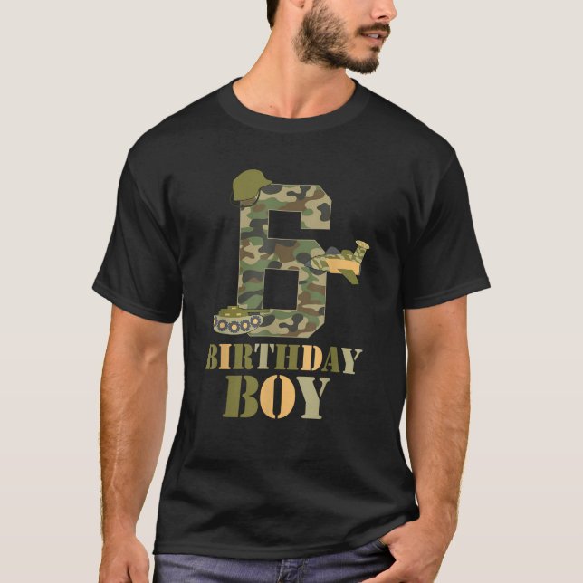 T-shirt 6th Birthday Military Themed Camo Boys 6 Years Old (Devant)