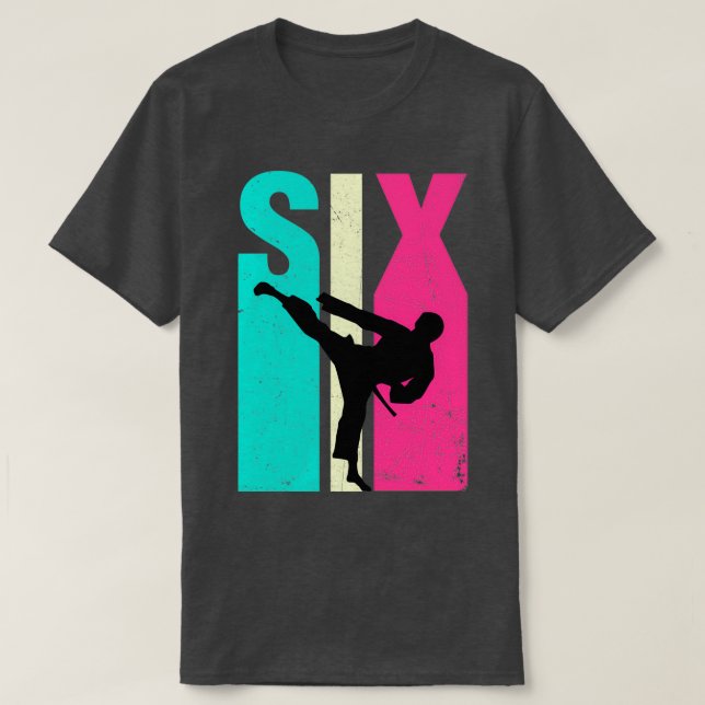 T-shirt 6th Birthday Retro Karate Taekwondo 6 Years Old Bi (Design devant)