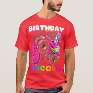 T-shirt 6th Birthday Unicorn Monster Truck Birthday Party