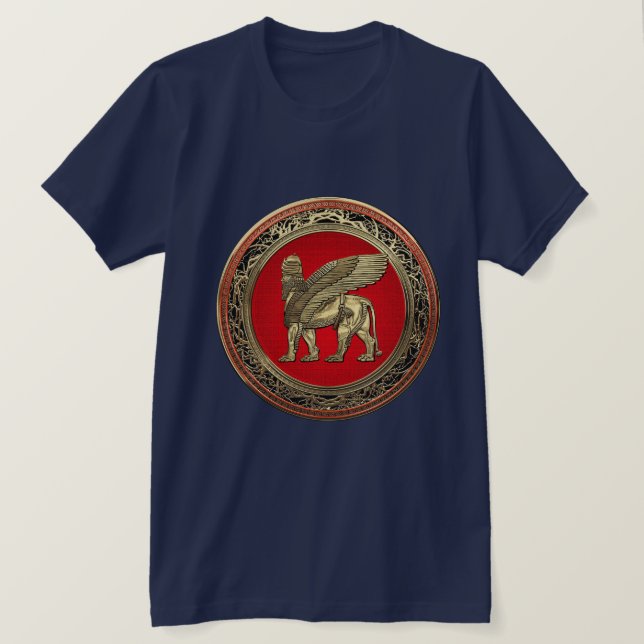 T-shirt [700] Lion à ailes par Assyrien - or Lamassu (Design devant)
