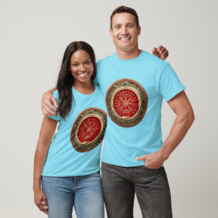 T-shirt [700] Vegvisir - Viking Gold Magic Runic Compass