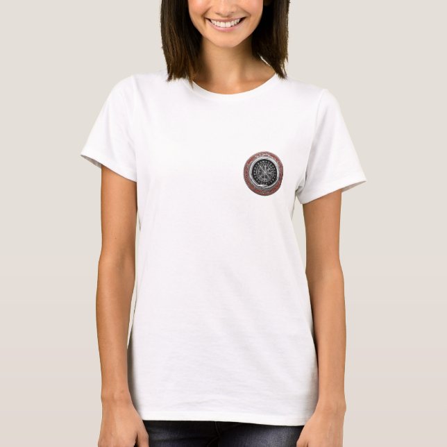 T-shirt [700] Vegvisir - Viking Silver Magic Runic Compass (Devant)