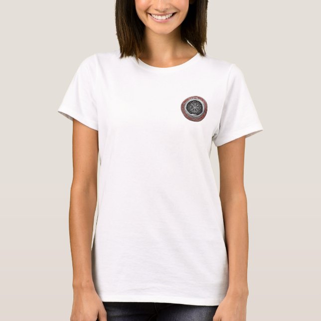 T-shirt [700] Vegvisir - Viking Silver Magic Runic Compass (Devant)