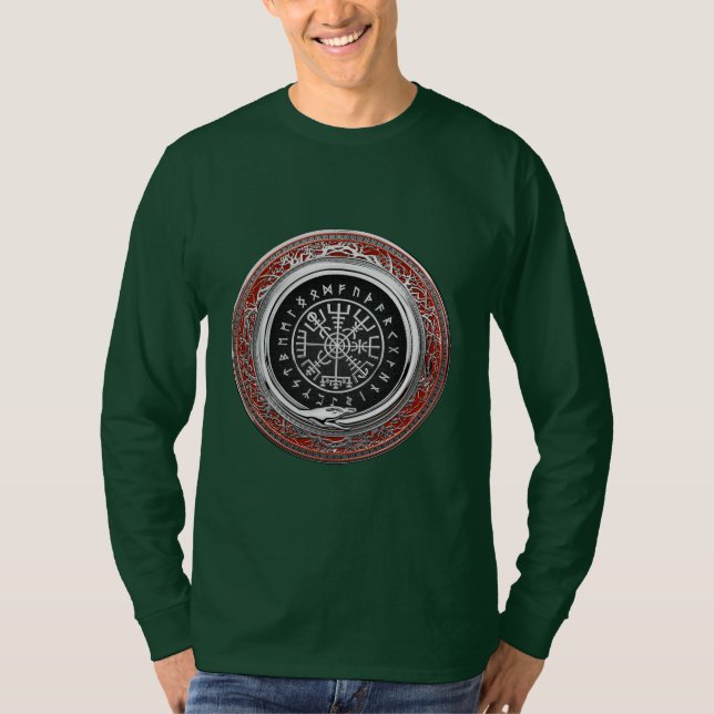 T-shirt [700] Vegvisir - Viking Silver Magic Runic Compass (Devant)