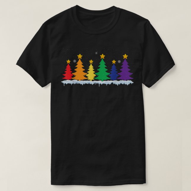 T-shirt 702p LGBT Flag Christmas Tree Merry Xmas Gay LGBT  (Design devant)