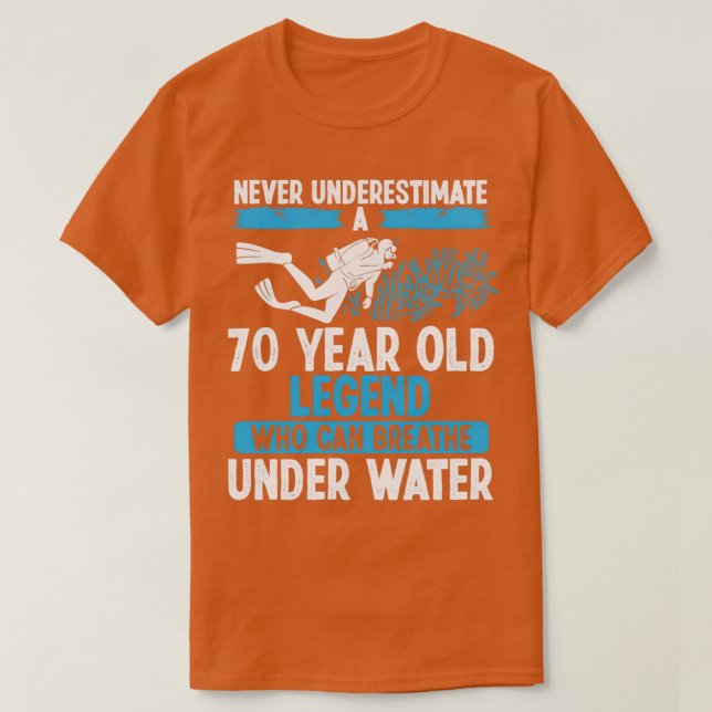 T-shirt 70 Anniversaire Plongée sous-marine Respire 70 Ans (Design devant)