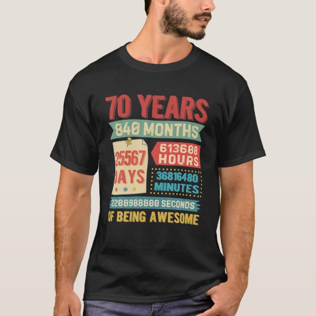 T-shirt 70 ans 70 ans Décorations d'anniversaire (Devant)