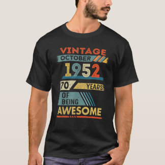 T-shirt 70 ans 70e anniversaire Vintage octobre 1952